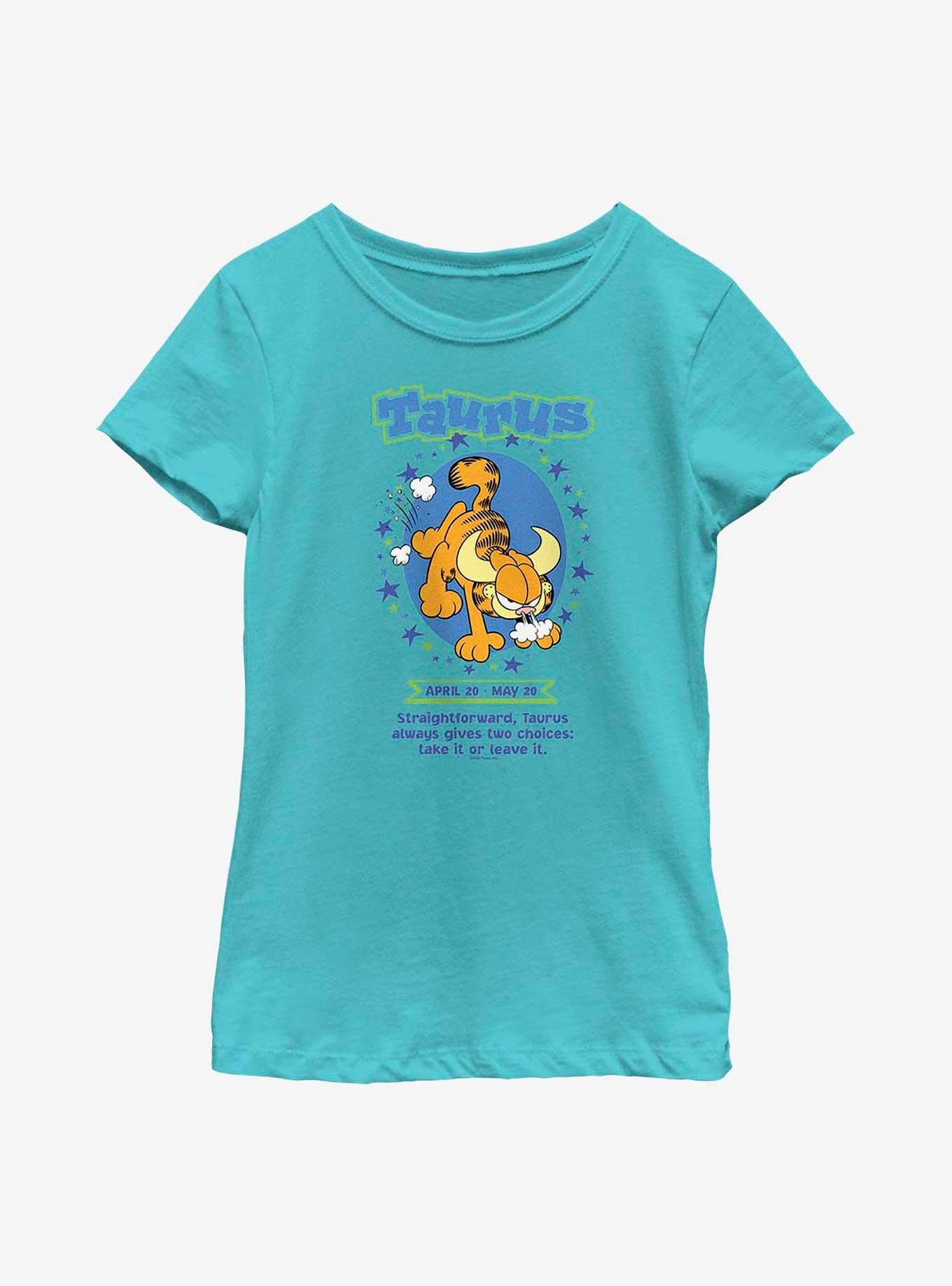 Garfield Taurus Horoscope Youth Girl's T-Shirt, TAHI BLUE, hi-res