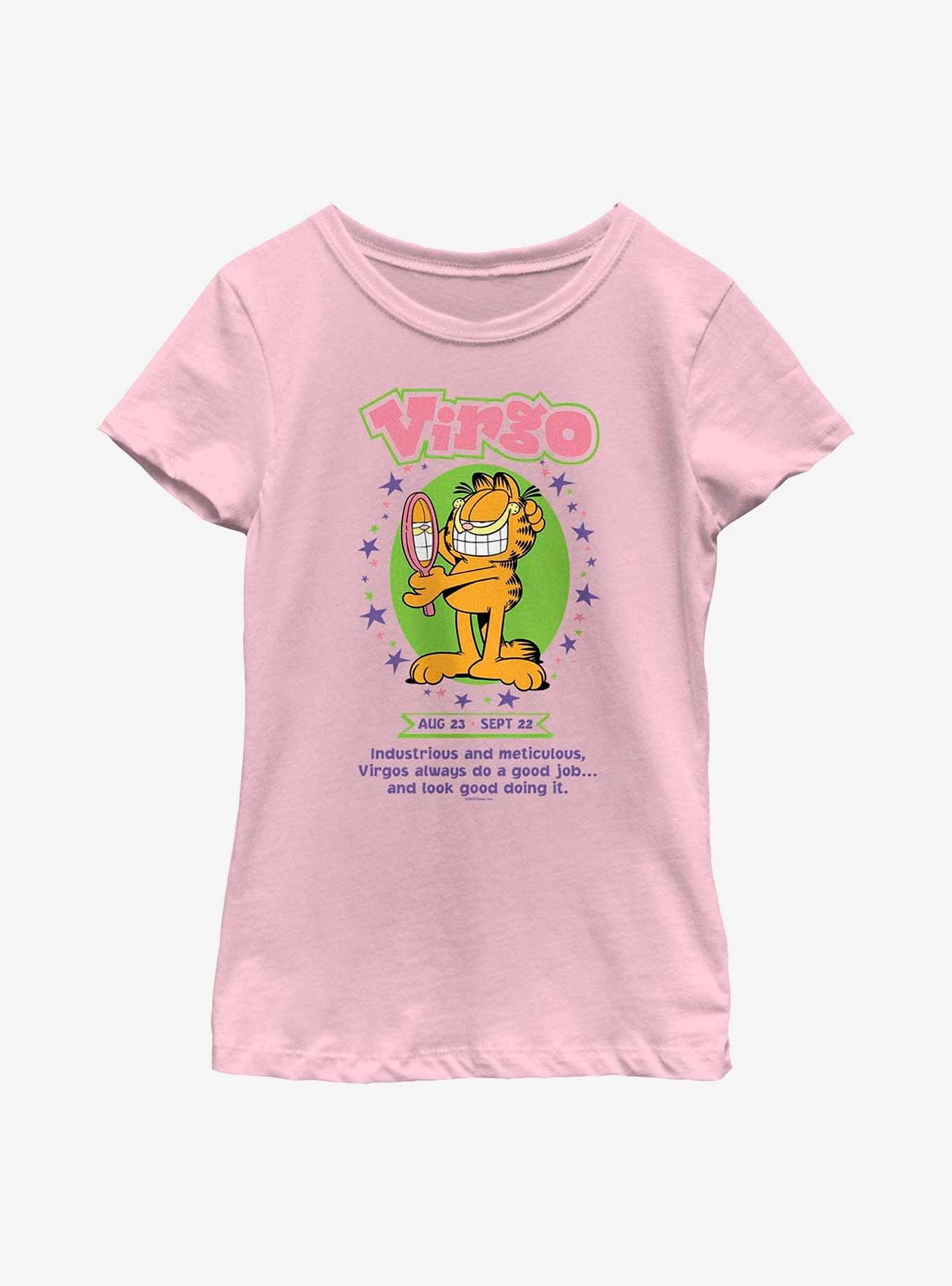 Garfield Virgo Horoscope Youth Girl's T-Shirt, PINK, hi-res