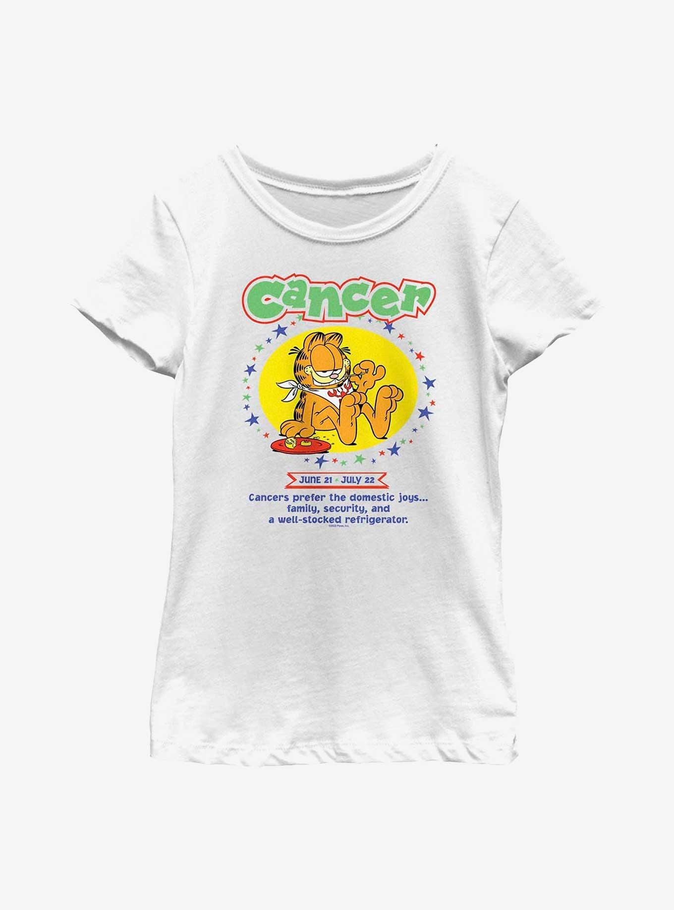 Garfield Cancer Horoscope Youth Girl's T-Shirt, WHITE, hi-res