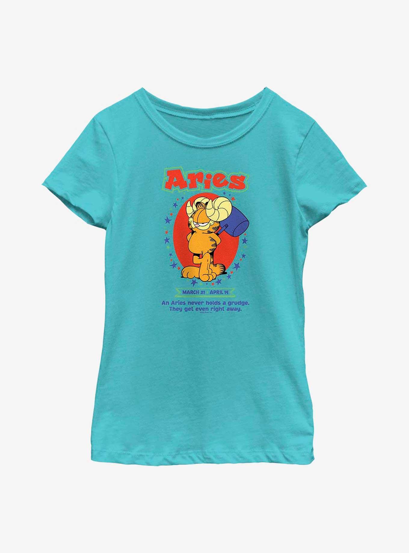 Garfield Aries Horoscope Youth Girl's T-Shirt, TAHI BLUE, hi-res