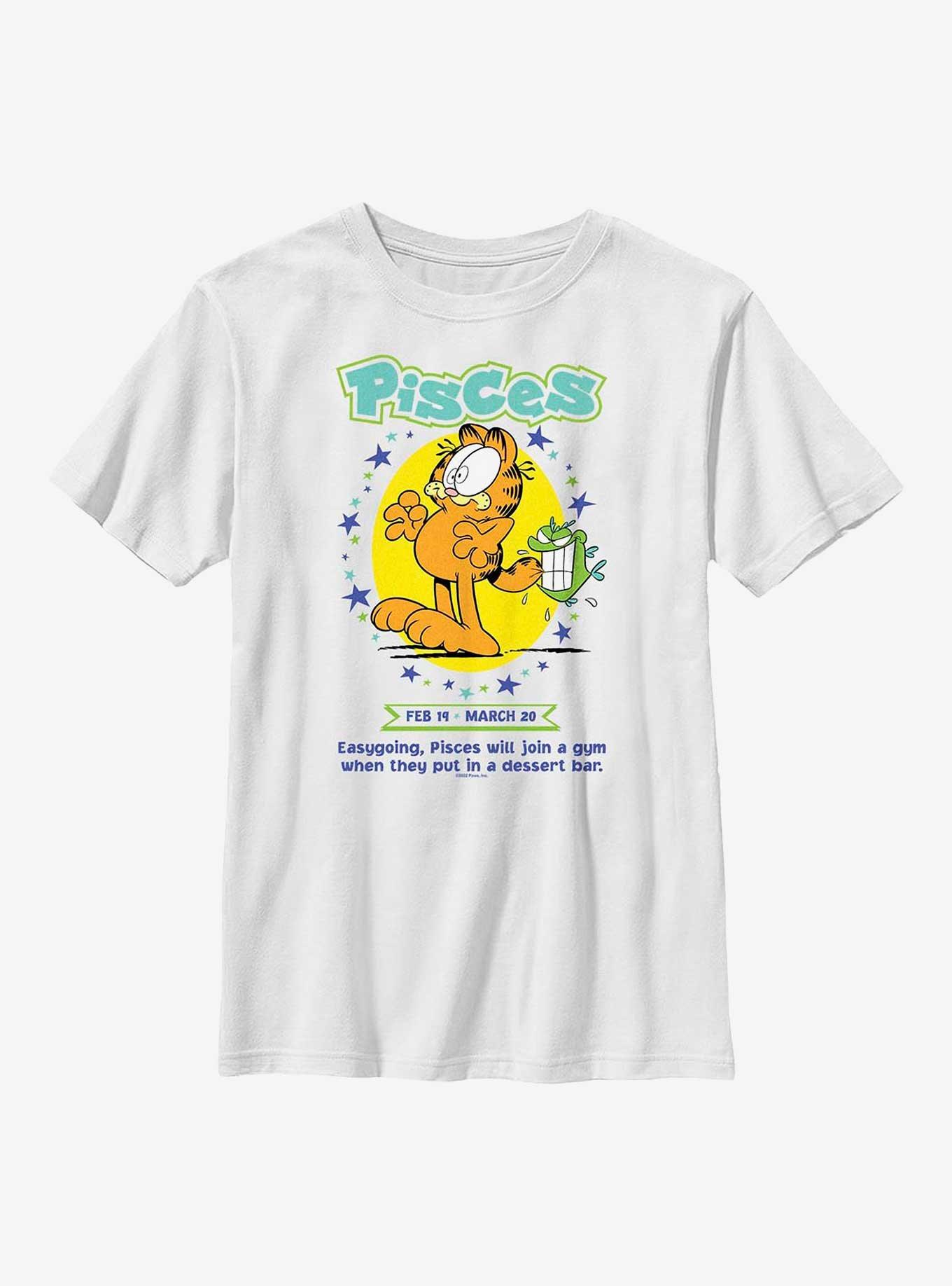 Garfield Pisces Horoscope Youth T-Shirt, WHITE, hi-res