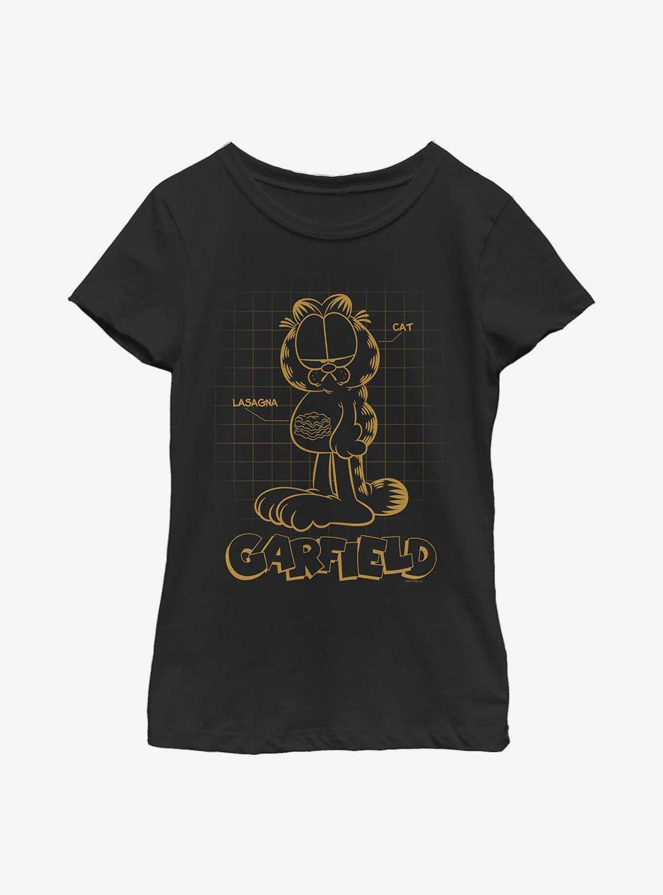 Garfield Cat Schematic Youth Girl's T-Shirt, , hi-res