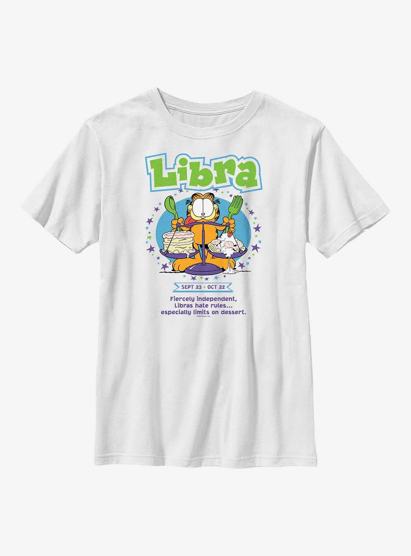 Garfield Libra Horoscope Youth T-Shirt, WHITE, hi-res