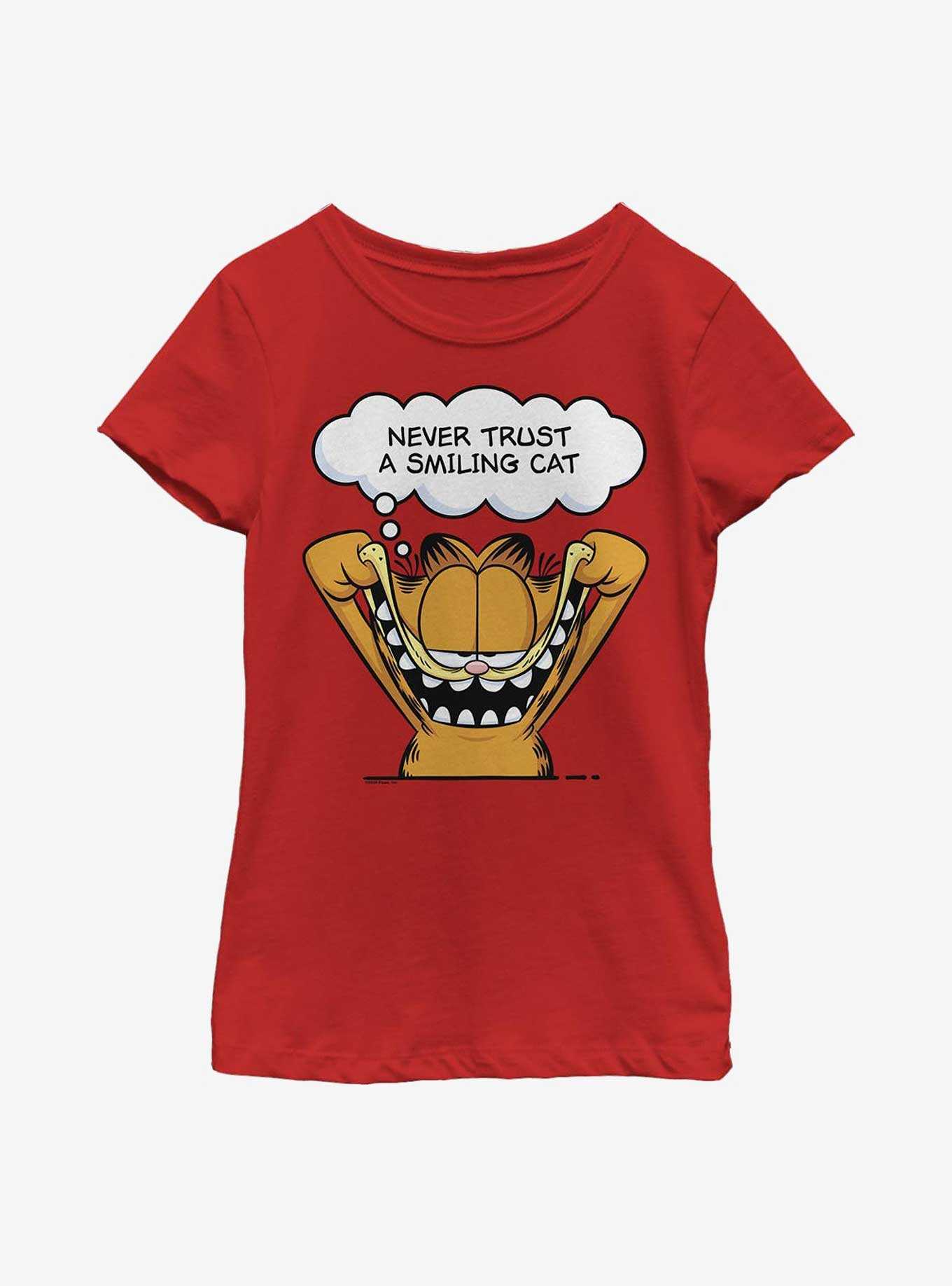 Garfield Never Trust A Smiling Cat Youth Girl's T-Shirt, , hi-res