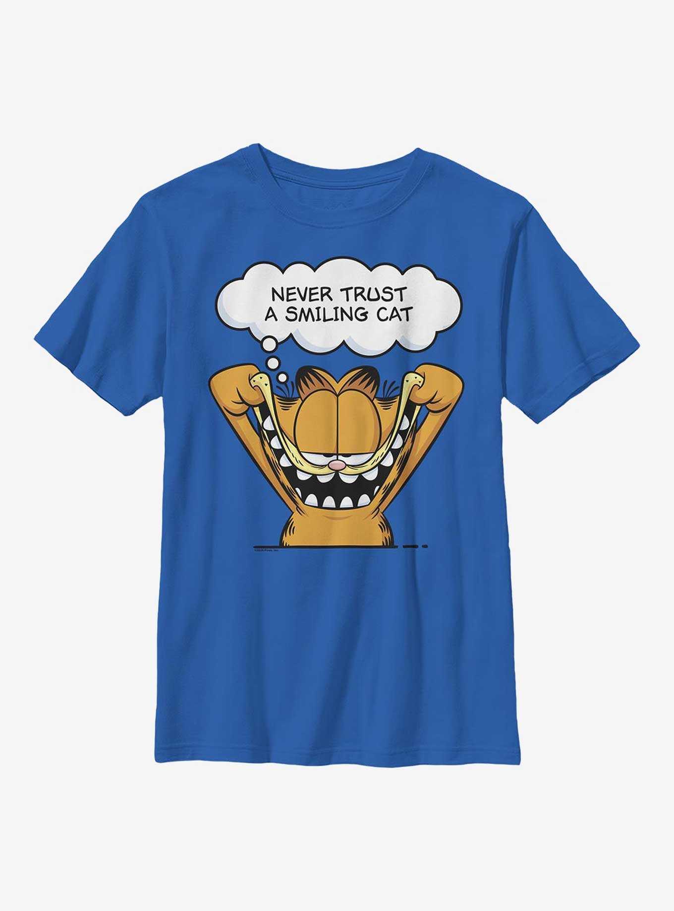 Garfield Never Trust A Smiling Cat Youth T-Shirt, , hi-res