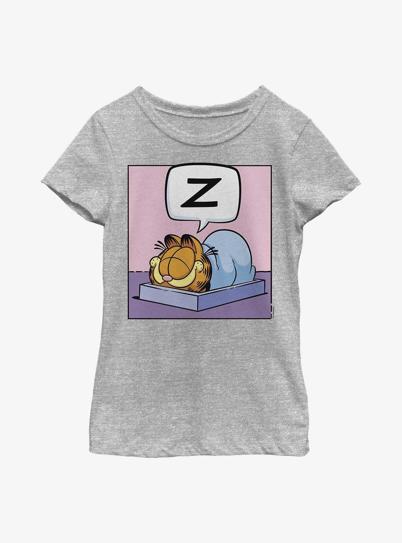 Garfield Sleepy Cat Youth Girl's T-Shirt, ATH HTR, hi-res