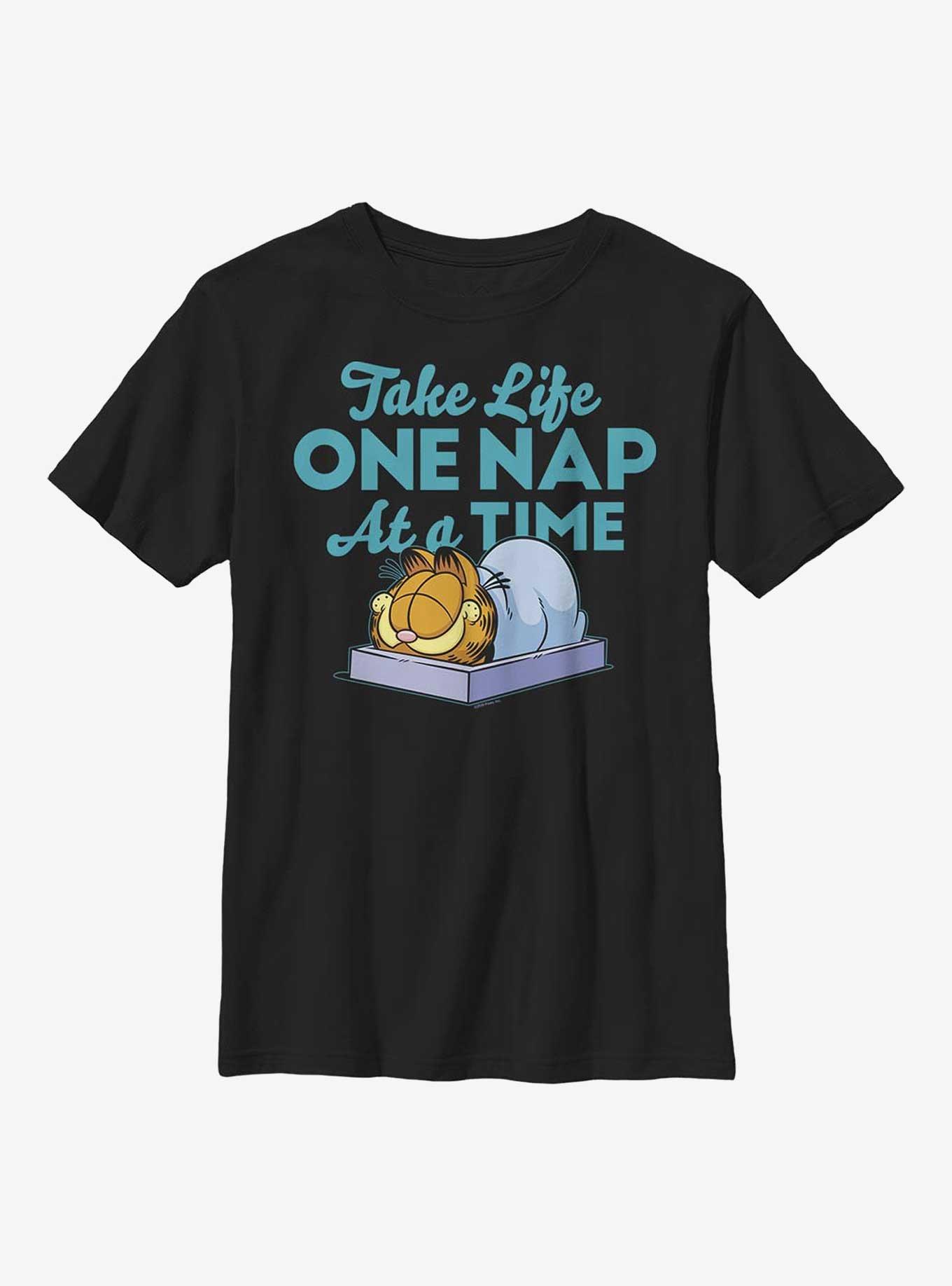 Garfield One Nap At A Time Youth T-Shirt, BLACK, hi-res