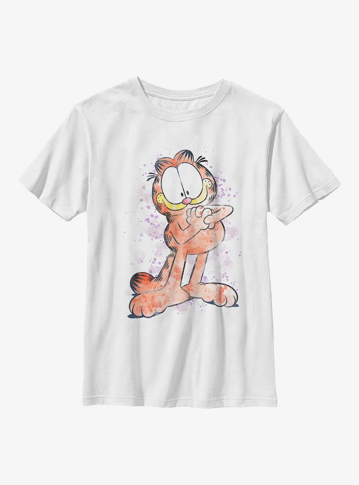 Garfield Watercolor Tabby Youth T-Shirt, WHITE, hi-res