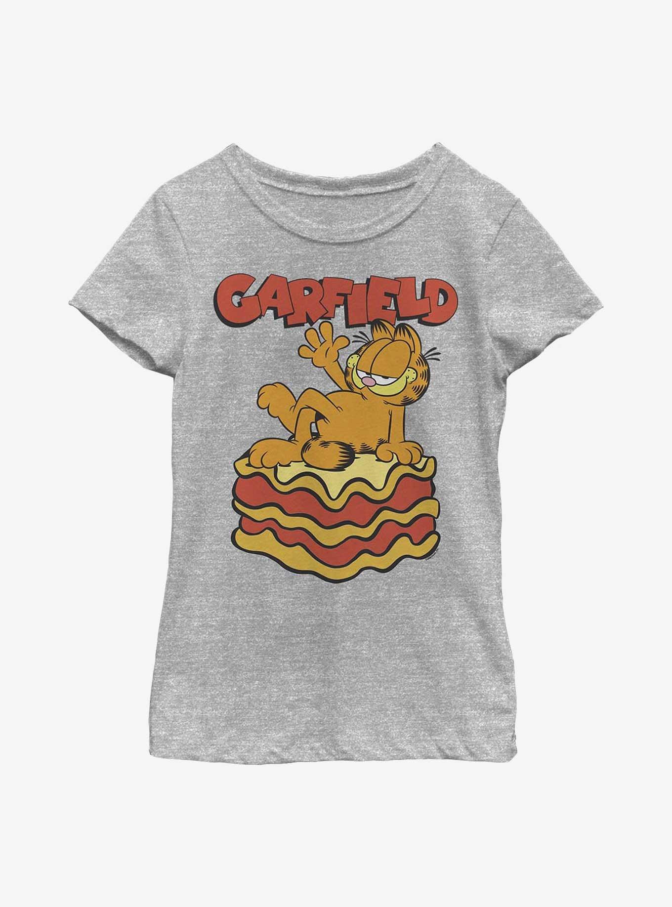 Garfield King Of Lasagna Youth Girl's T-Shirt, ATH HTR, hi-res