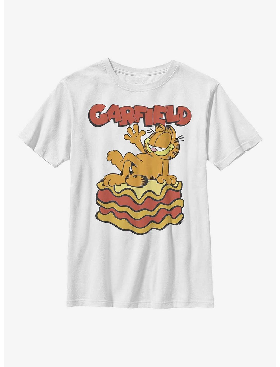 Garfield King Of Lasagna Youth T-Shirt, WHITE, hi-res