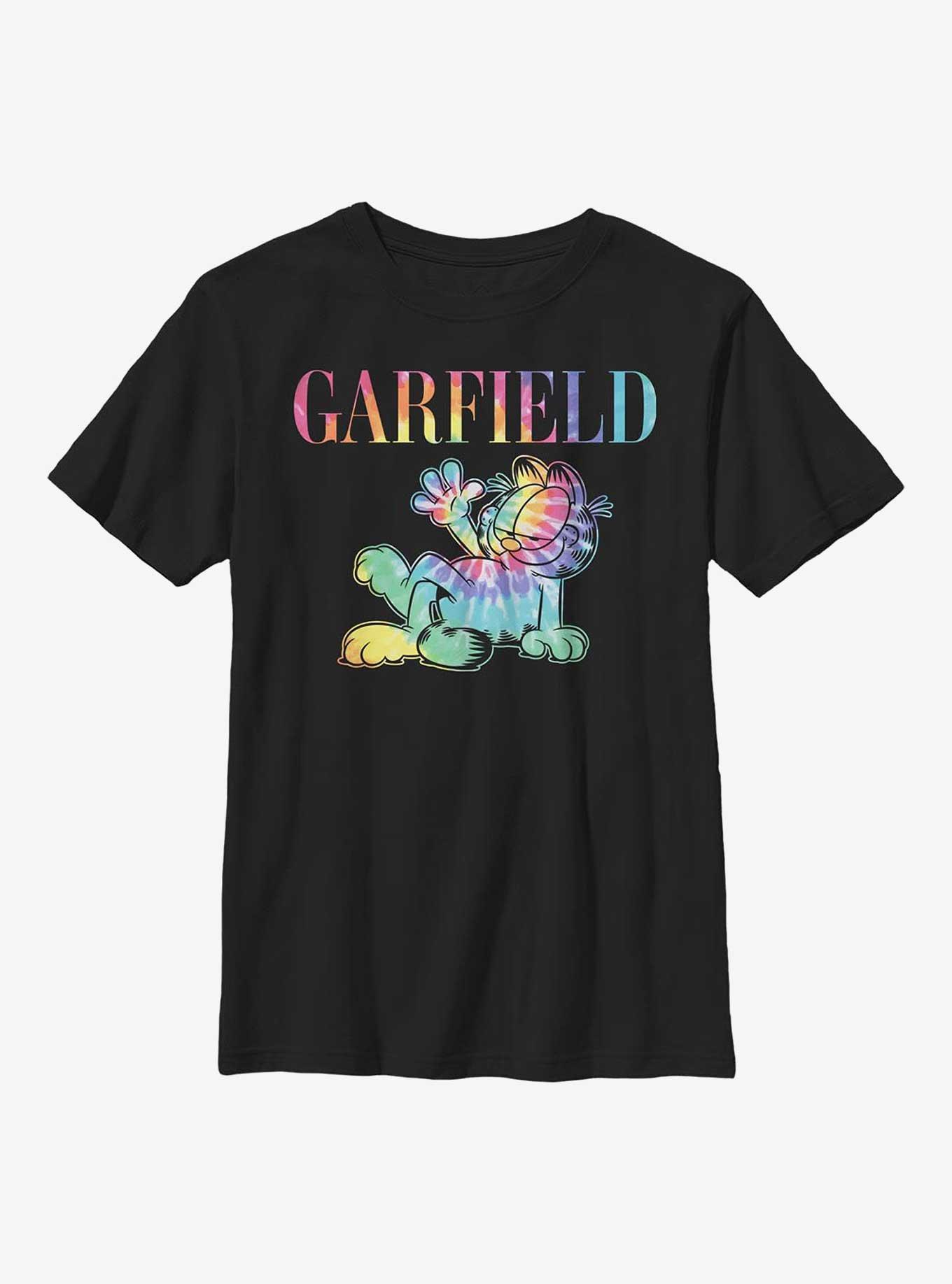Garfield Tie-Dye Cat Youth T-Shirt, BLACK, hi-res