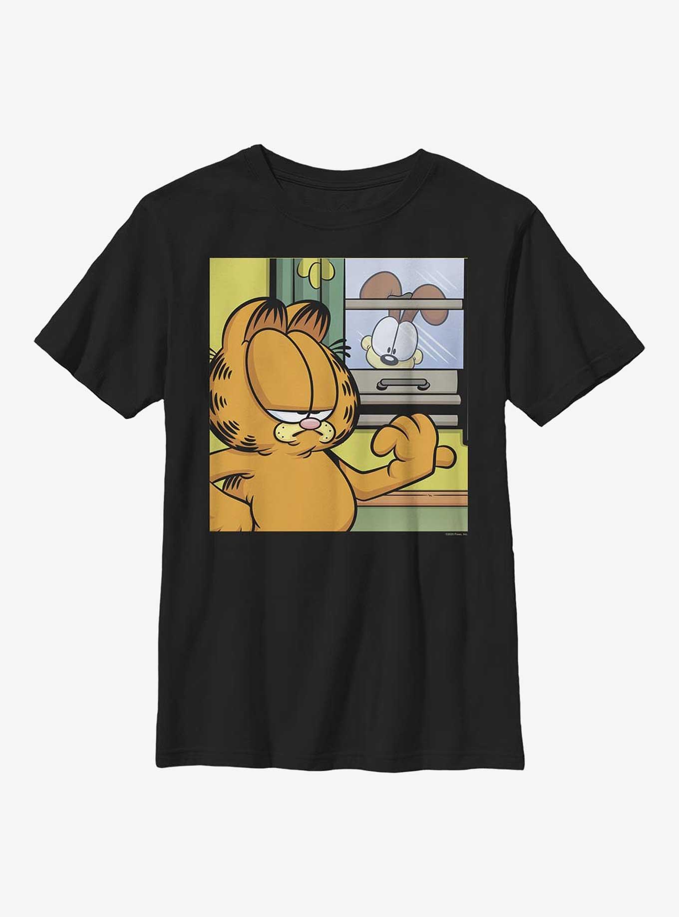 Garfield Window Talk Youth T-Shirt, BLACK, hi-res