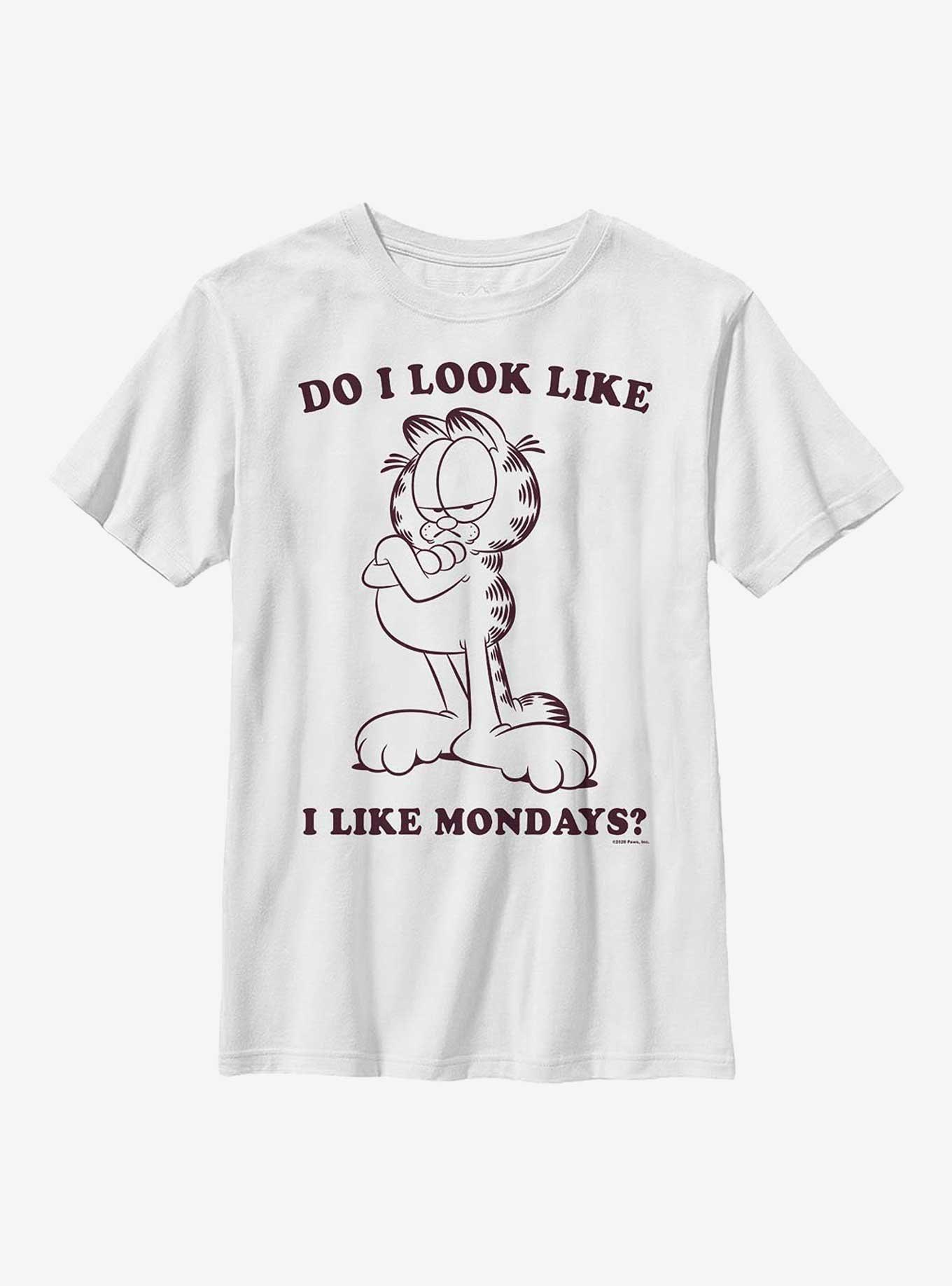 Garfield Do I Look Like I Like Mondays Youth T-Shirt, WHITE, hi-res