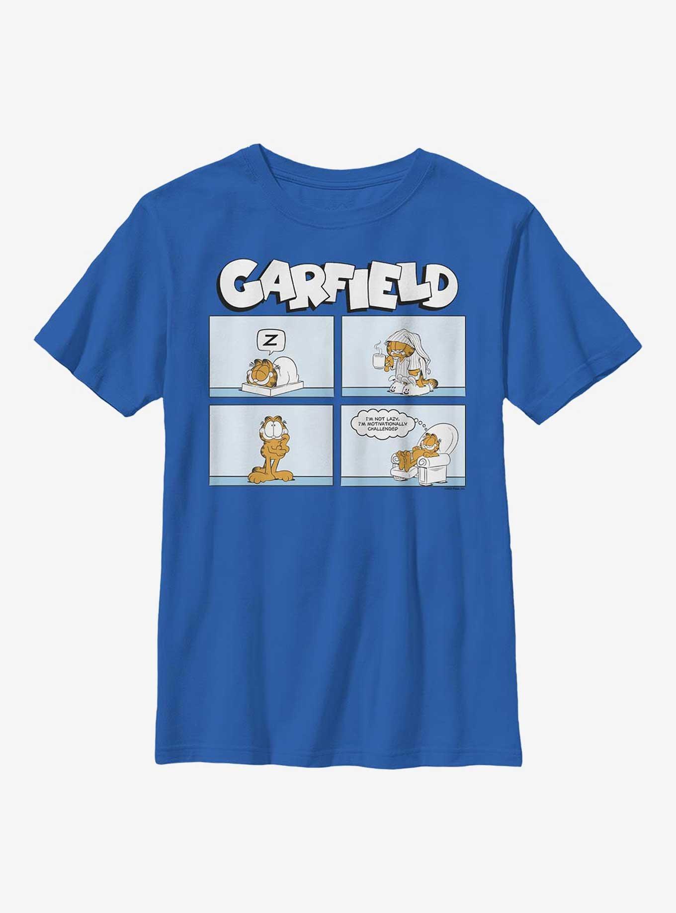 Garfield Not Lazy Comic Youth T-Shirt, ROYAL, hi-res