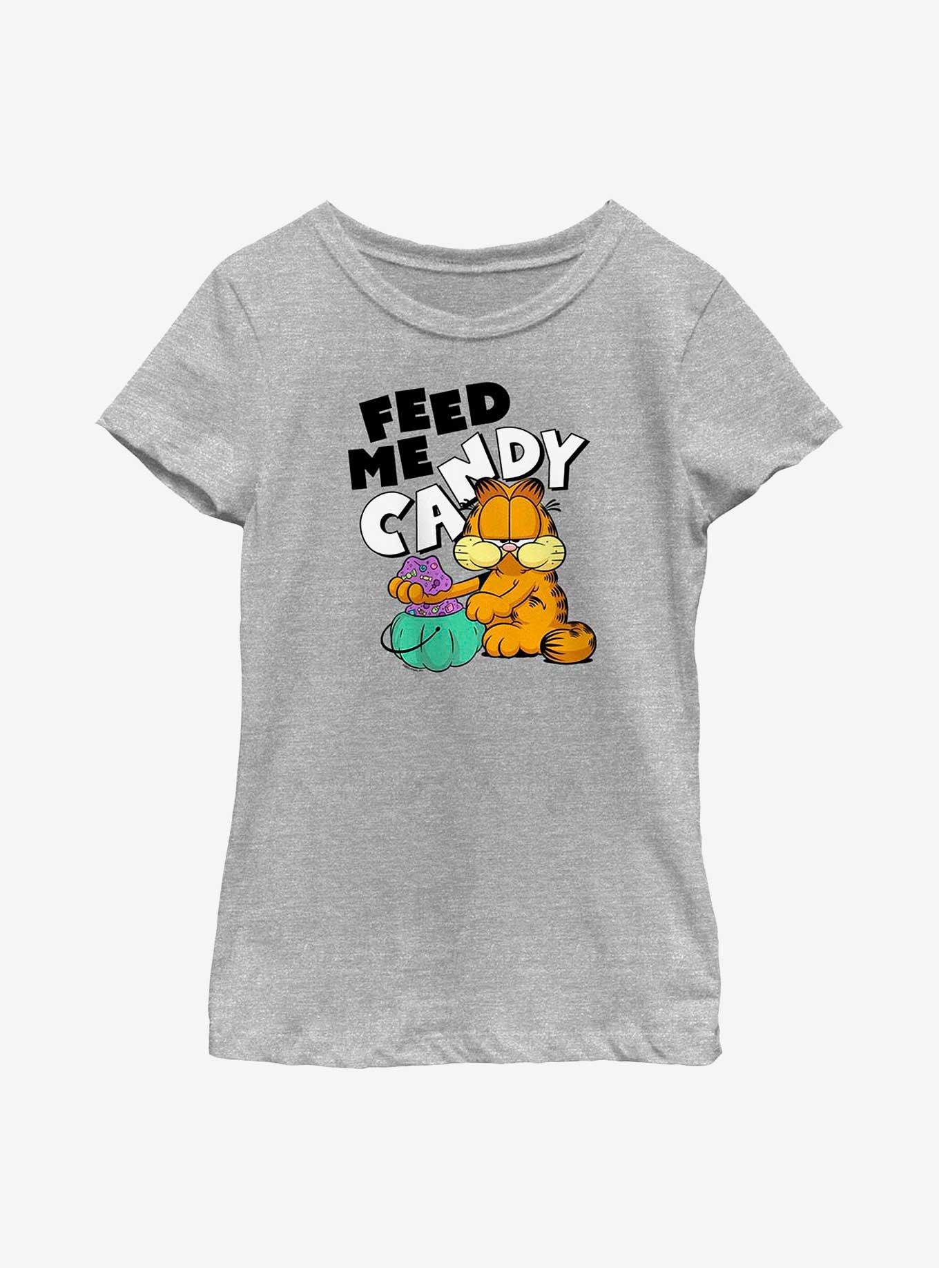 Garfield Feed Me Candy Youth Girl's T-Shirt, ATH HTR, hi-res