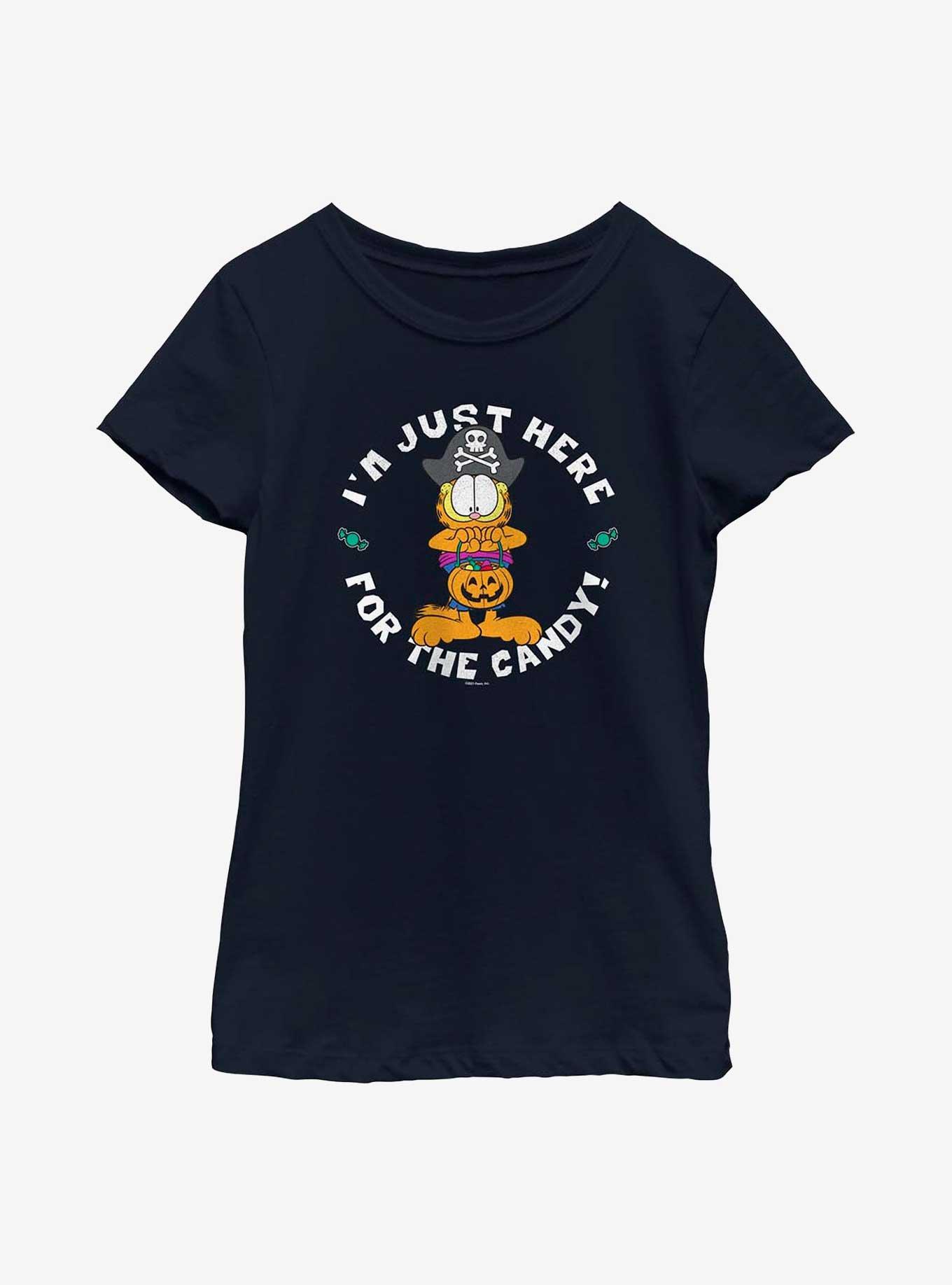 Garfield Here For Candy Youth Girl's T-Shirt, NAVY, hi-res