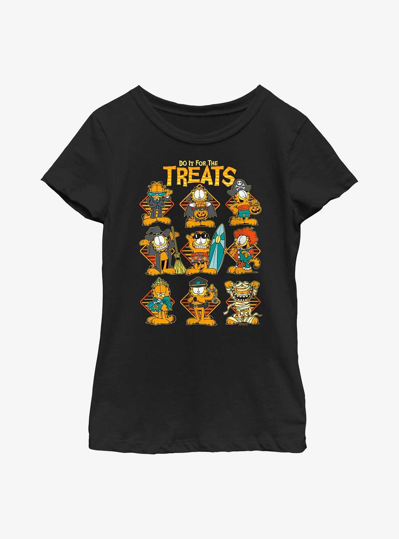 Garfield For The Treats Youth Girl's T-Shirt, BLACK, hi-res