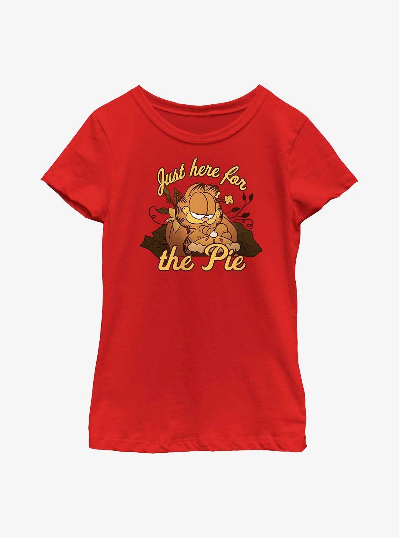 Garfield Here For Pie Youth Girl's T-Shirt, RED, hi-res