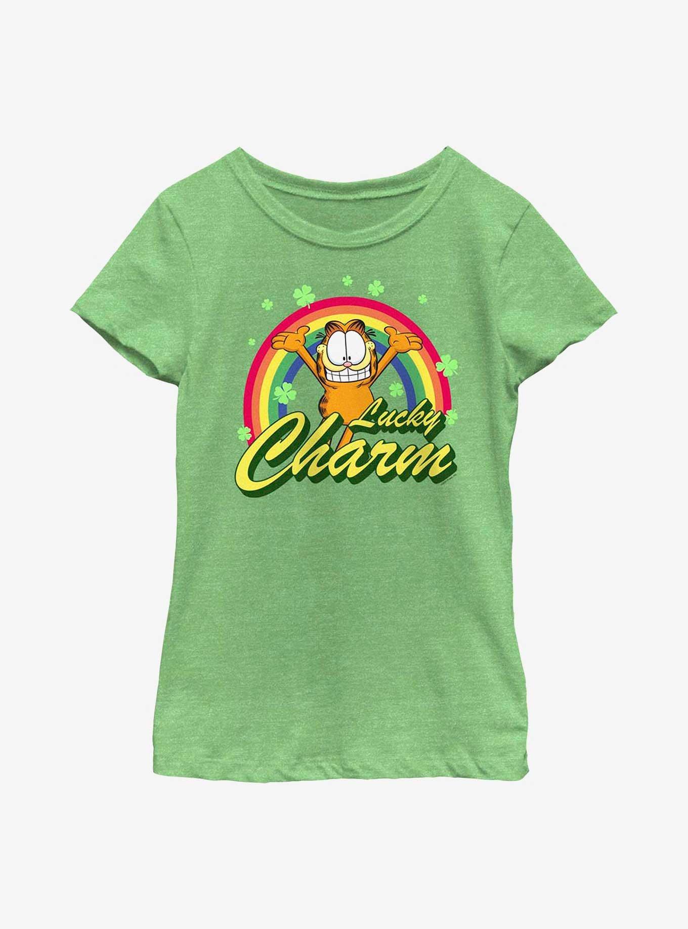 Garfield Lucky Charm Youth Girl's T-Shirt, GRN APPLE, hi-res