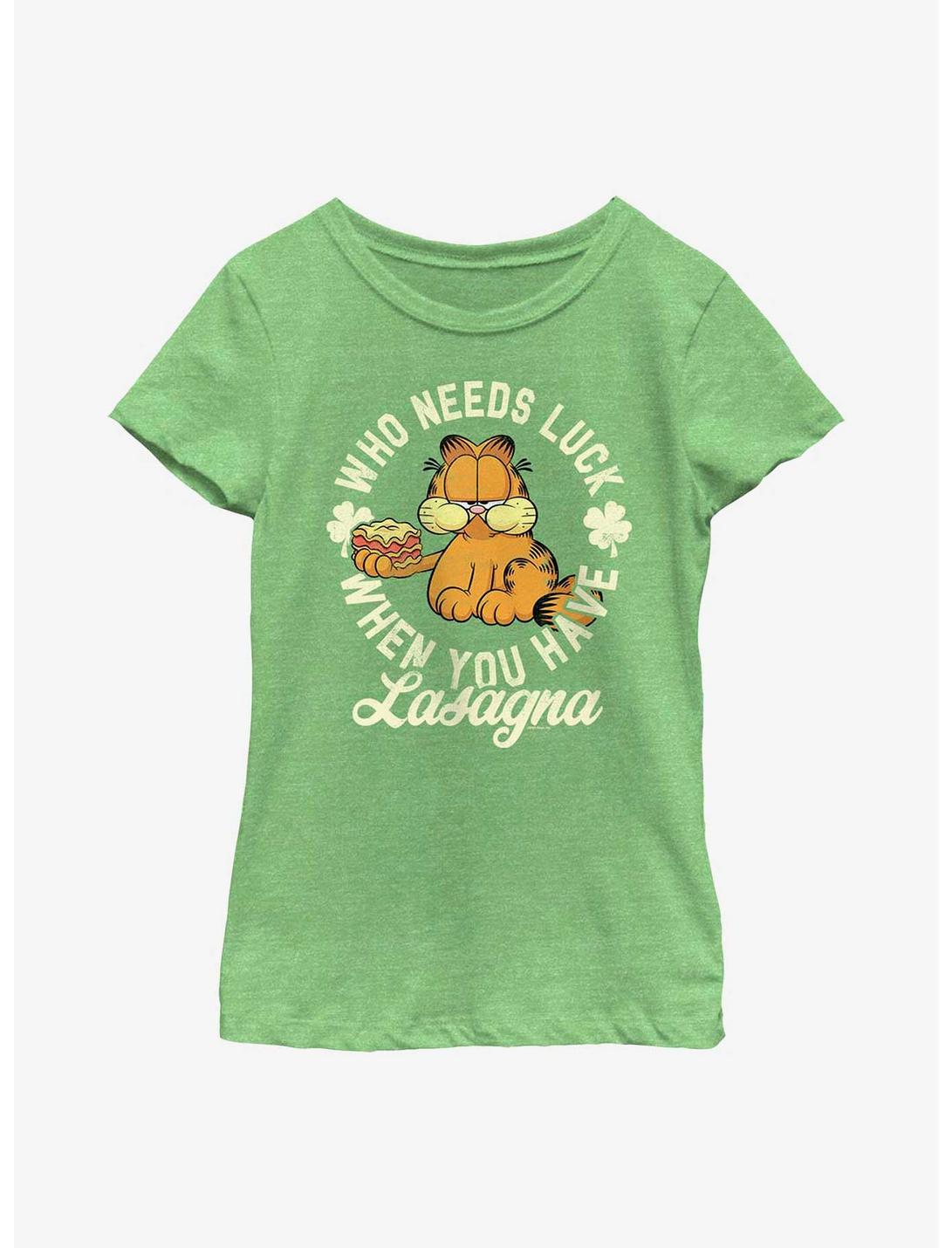 Garfield Lasagna Luck Youth Girl's T-Shirt, GRN APPLE, hi-res