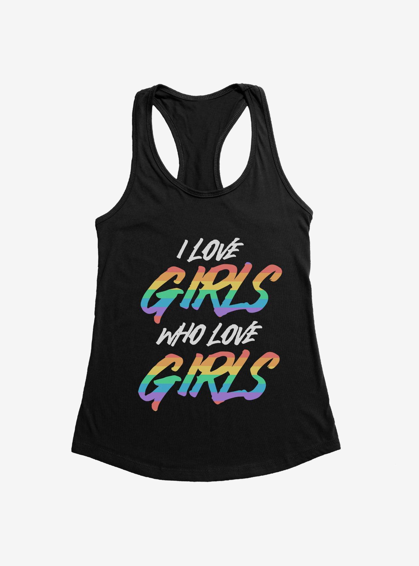 Pride I Love Girls Who Love Girls Girls Tank, BLACK, hi-res