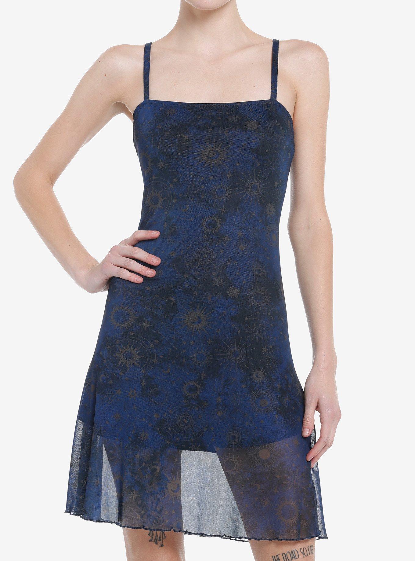 Cosmic Aura Celestial Ruched Cami Dress, BROWN, hi-res