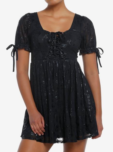 Cosmic Aura Skeleton Butterfly Lace-Up Dress