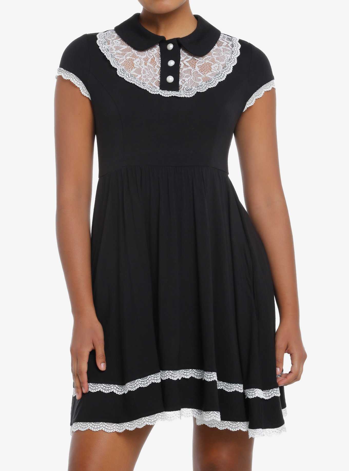 Hot topic black dress white clearance collar