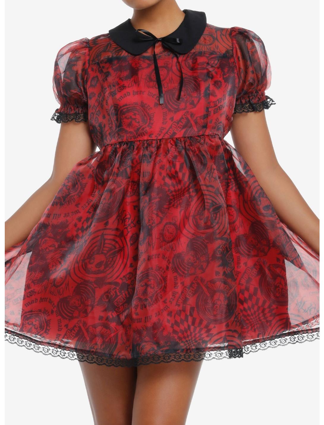 Social Collision Through The Looking Glass Organza Dress, RED, hi-res