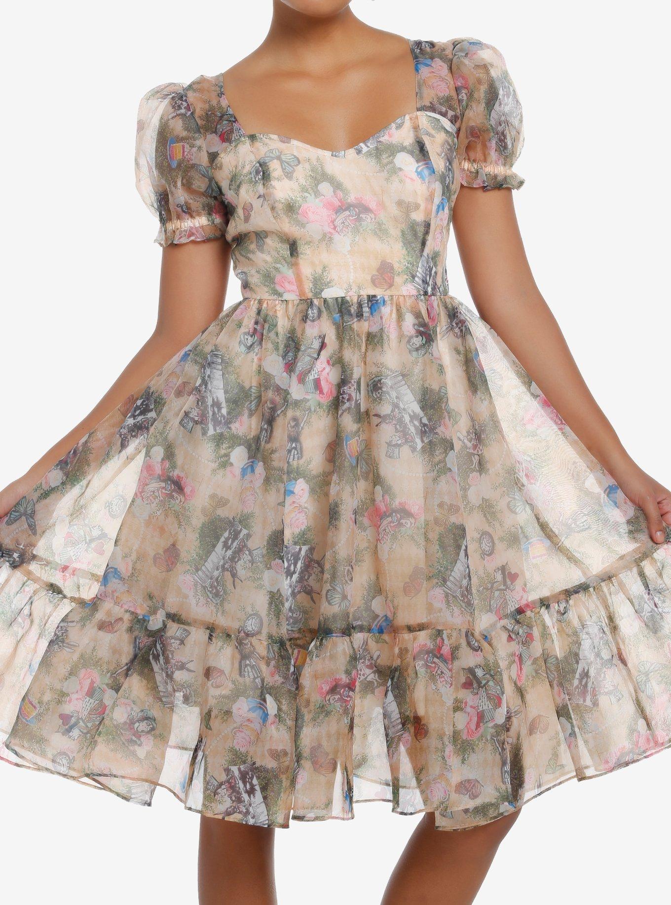 Thorn & Fable Through The Looking Glass Tea Party Organza Maxi Dress, PINK, hi-res