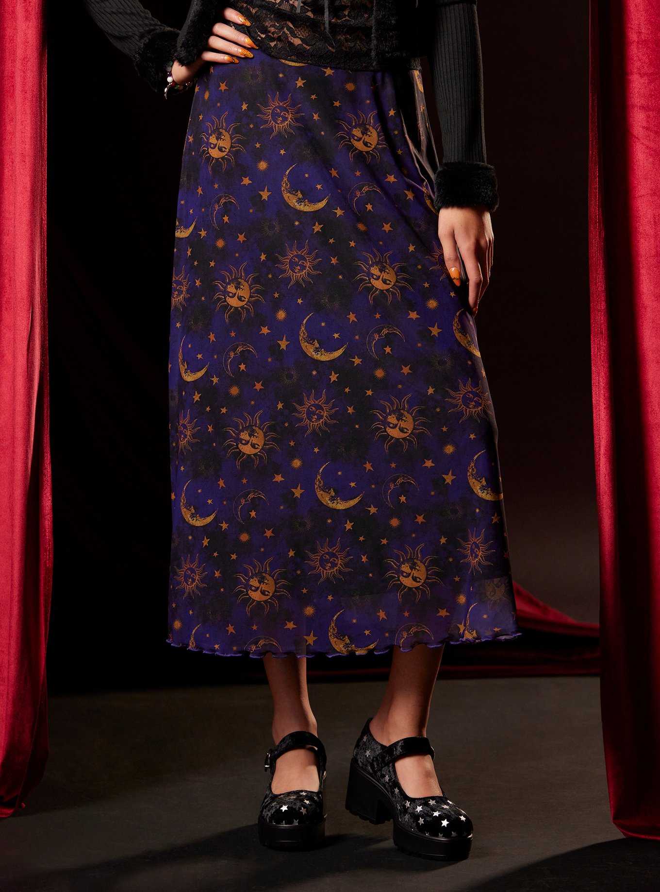 Cosmic Aura Celestial Mesh Midi Skirt, , hi-res