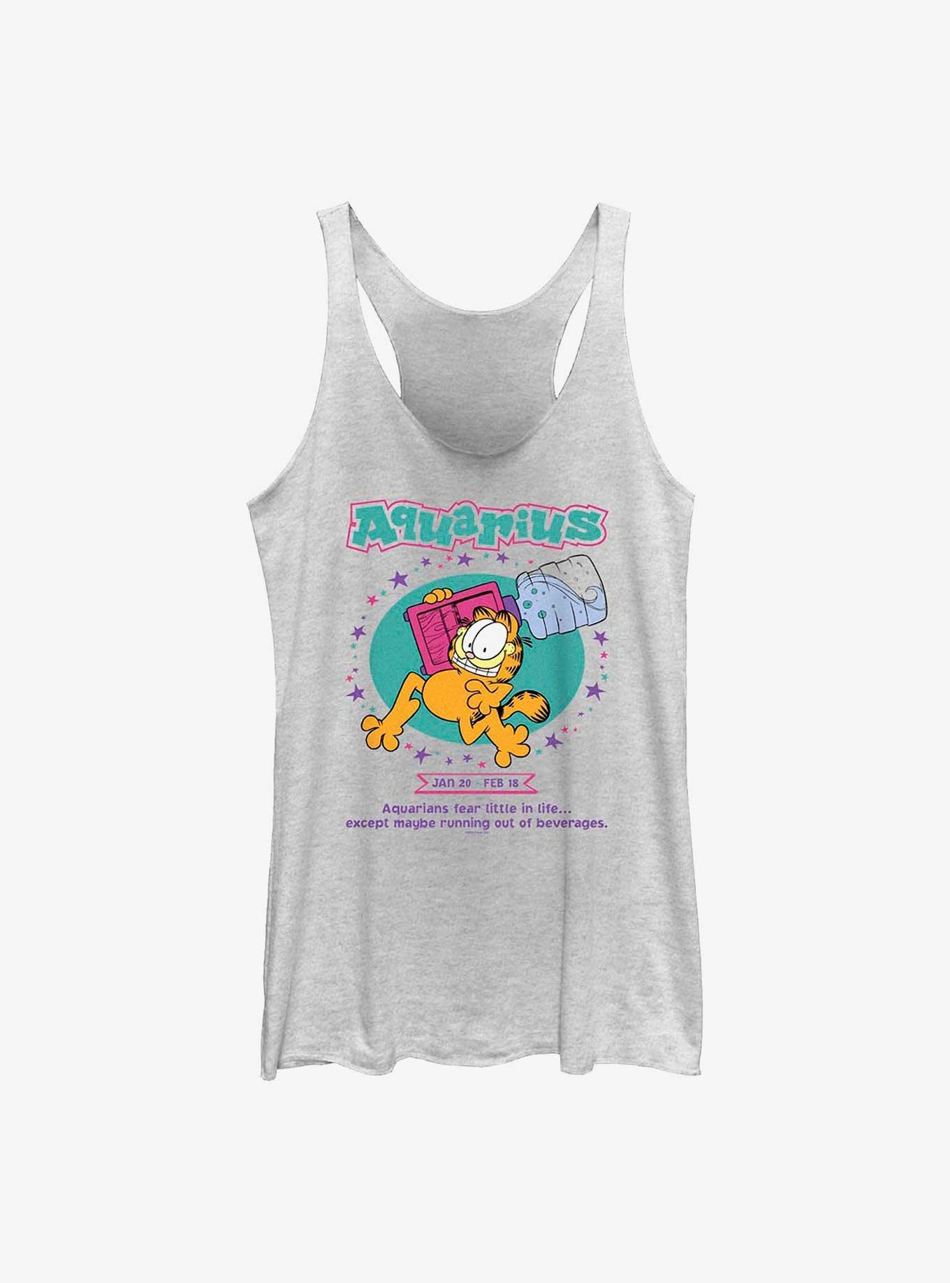 Garfield Aquarius Horoscope Girls Tank, WHITE HTR, hi-res