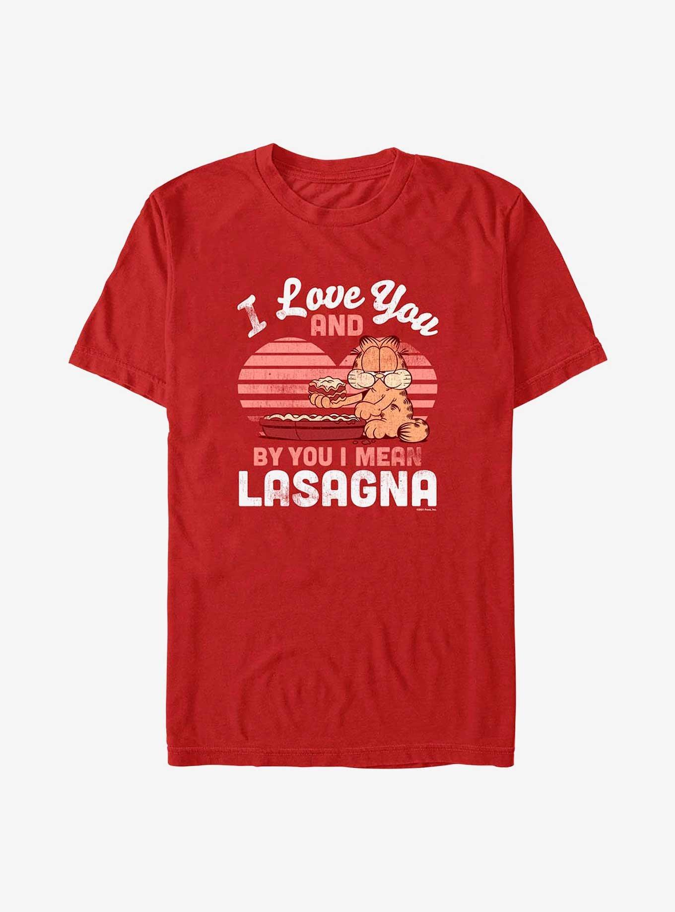 Garfield I Love You Lasagna T-Shirt, RED, hi-res