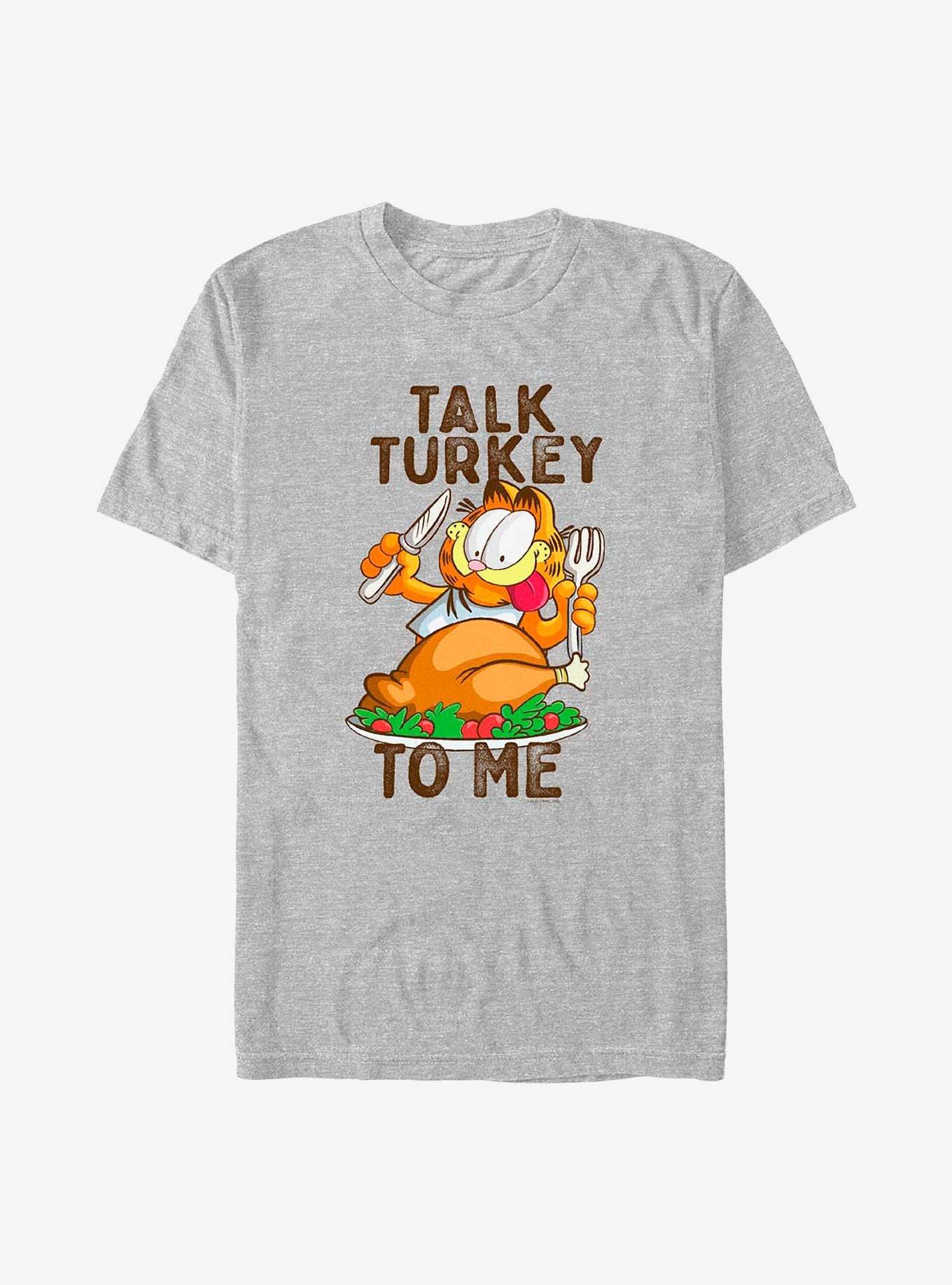 Garfield Talk Turkey To me T-Shirt, ATH HTR, hi-res