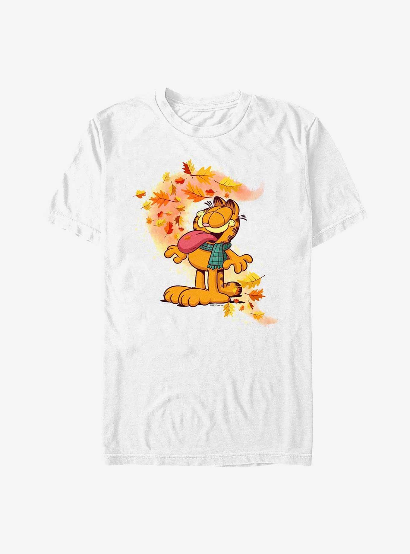 Garfield Autum Leaves T-Shirt, WHITE, hi-res