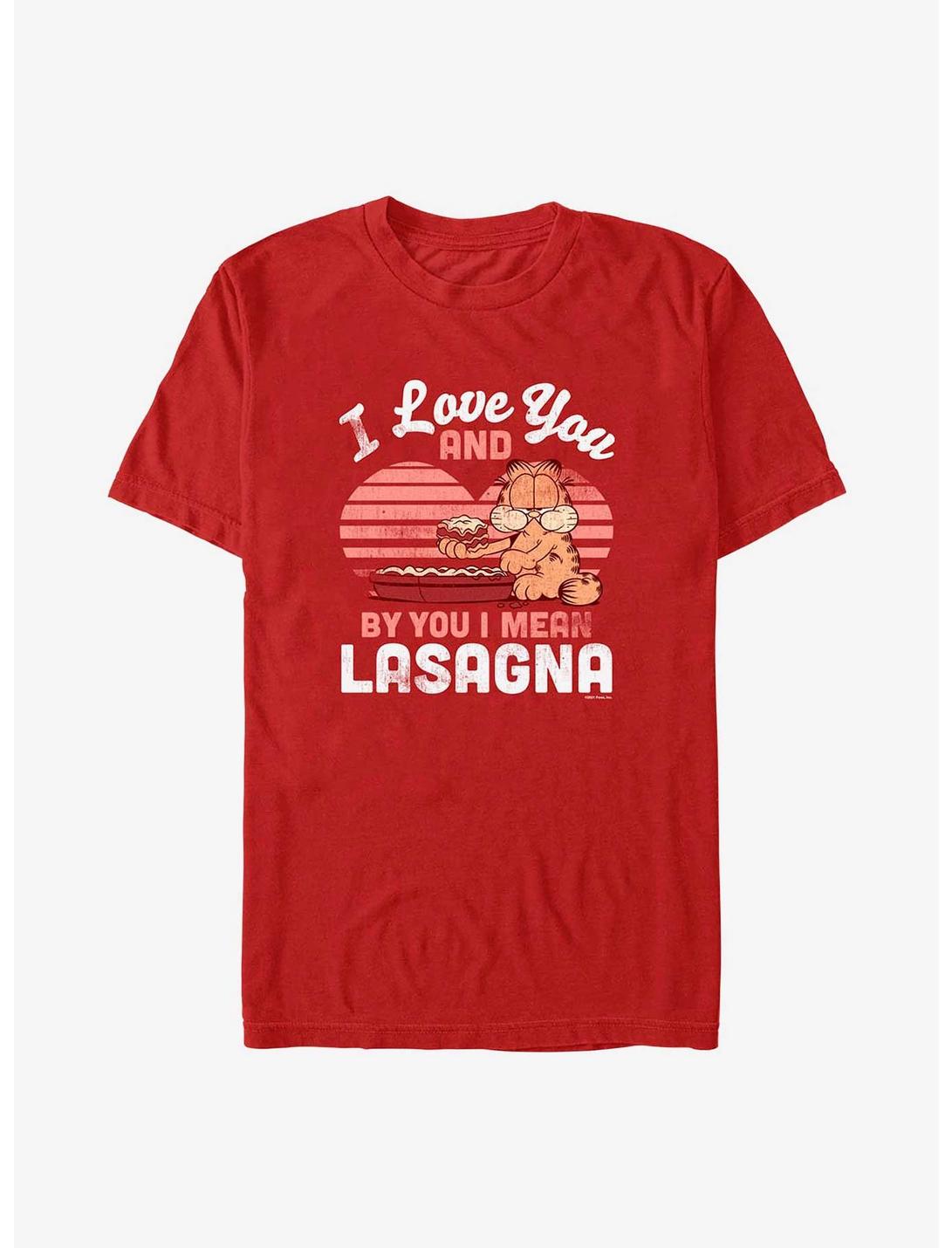 Garfield I Love You Lasagna T-Shirt, RED, hi-res