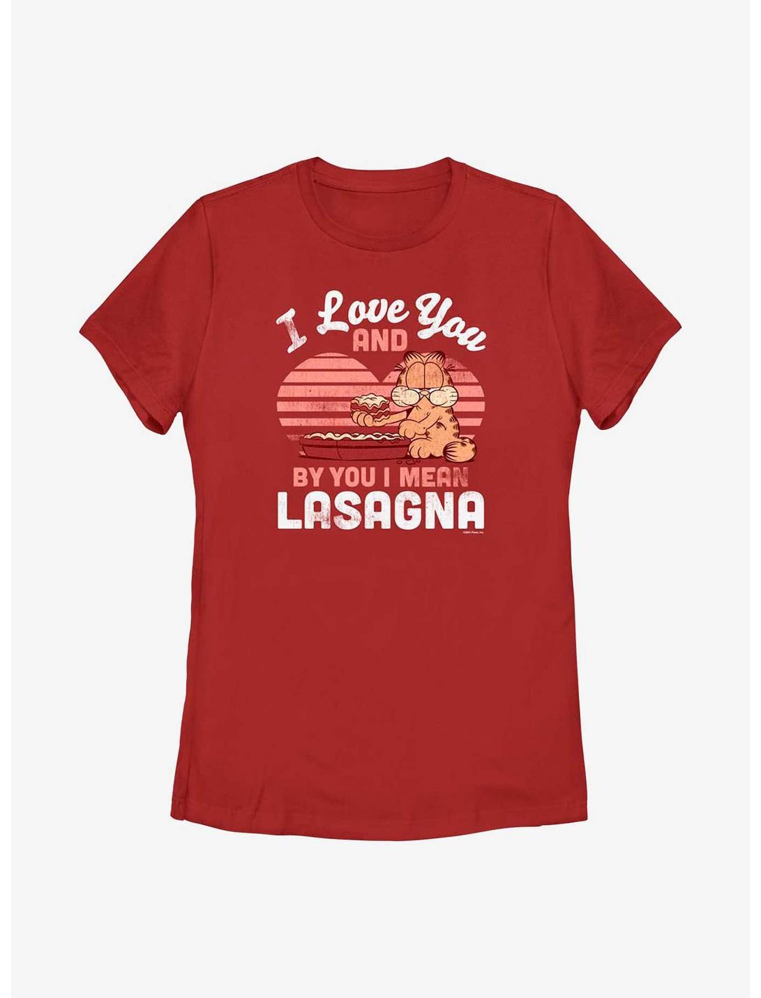 Garfield I Love You Lasagna Women's T-Shirt, RED, hi-res