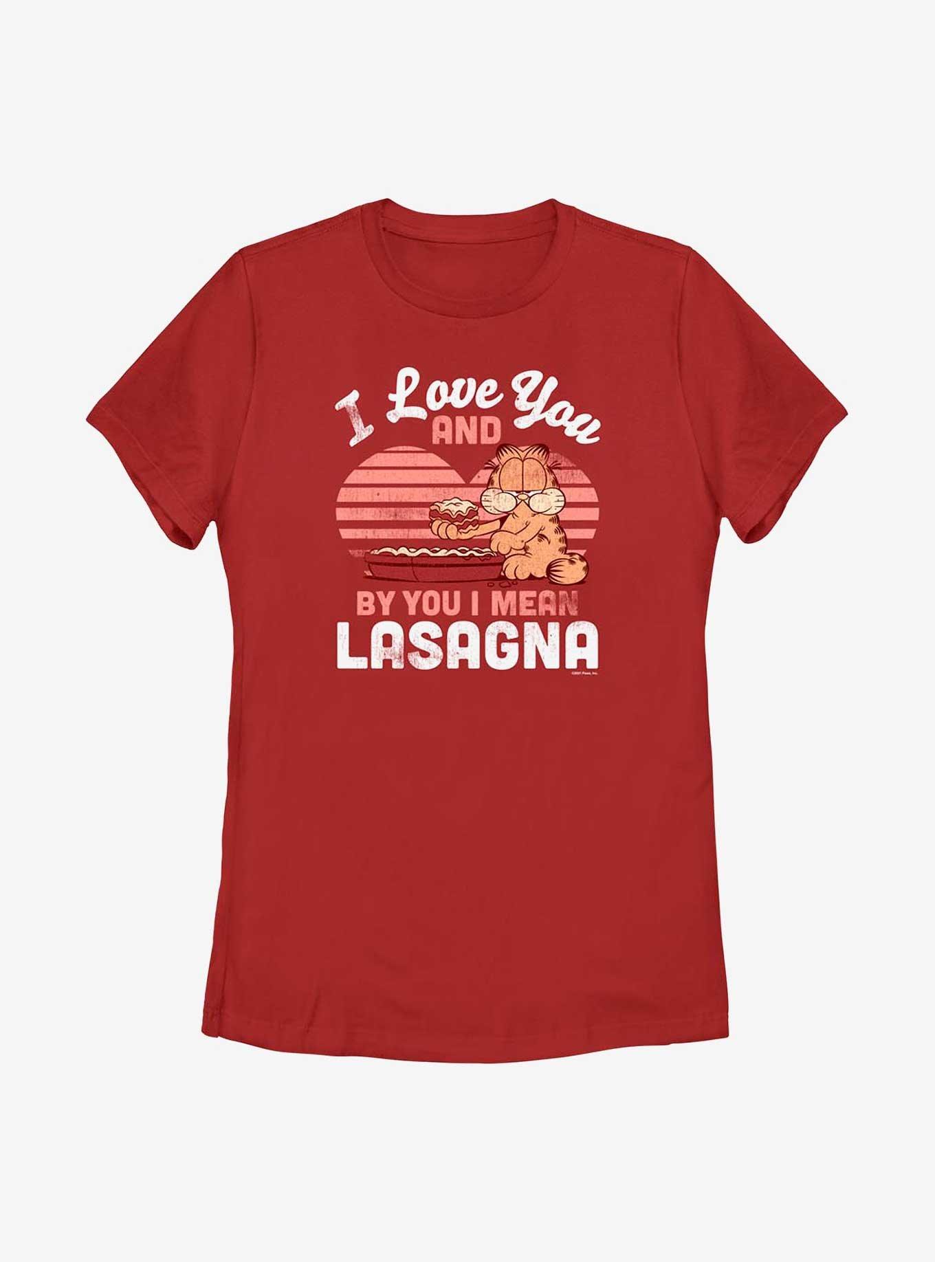 Garfield I Love You Lasagna Women's T-Shirt, RED, hi-res