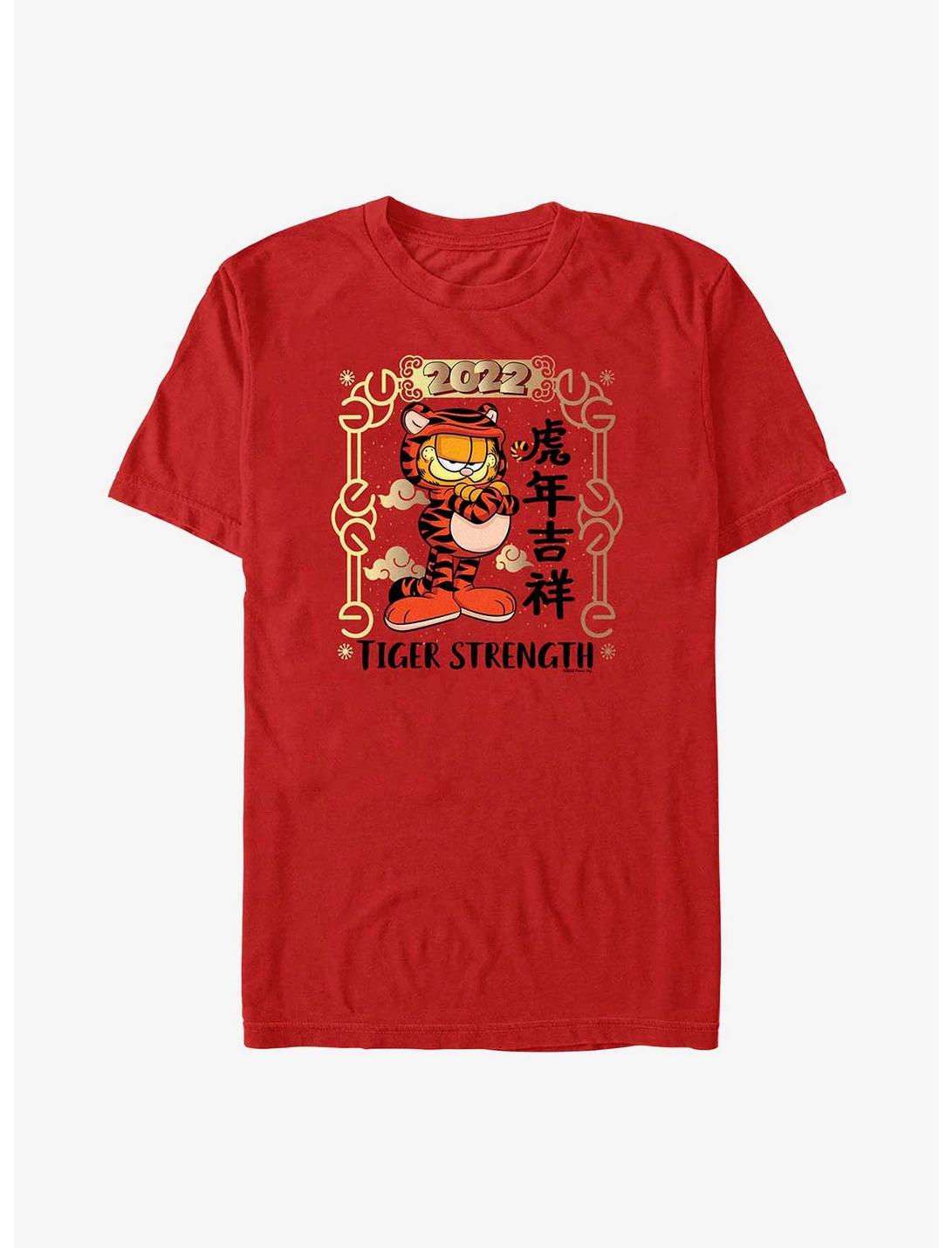 Garfield Tiger Strength Poster T-Shirt, RED, hi-res