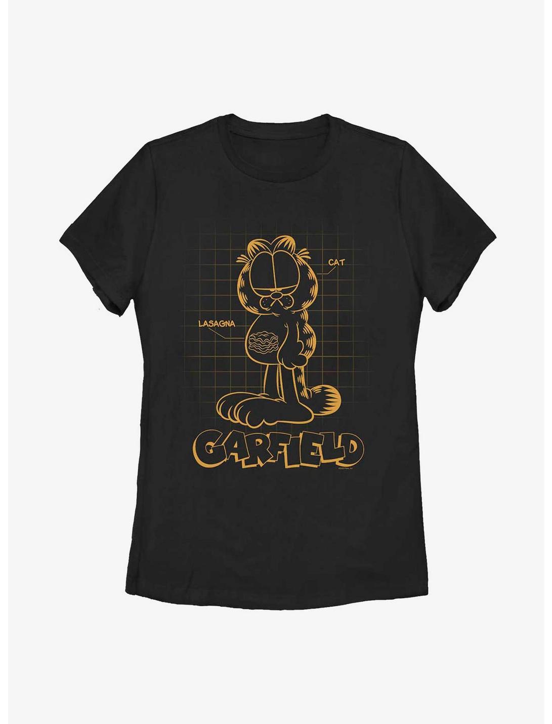 Garfield Cat Schematic Women's T-Shirt, BLACK, hi-res