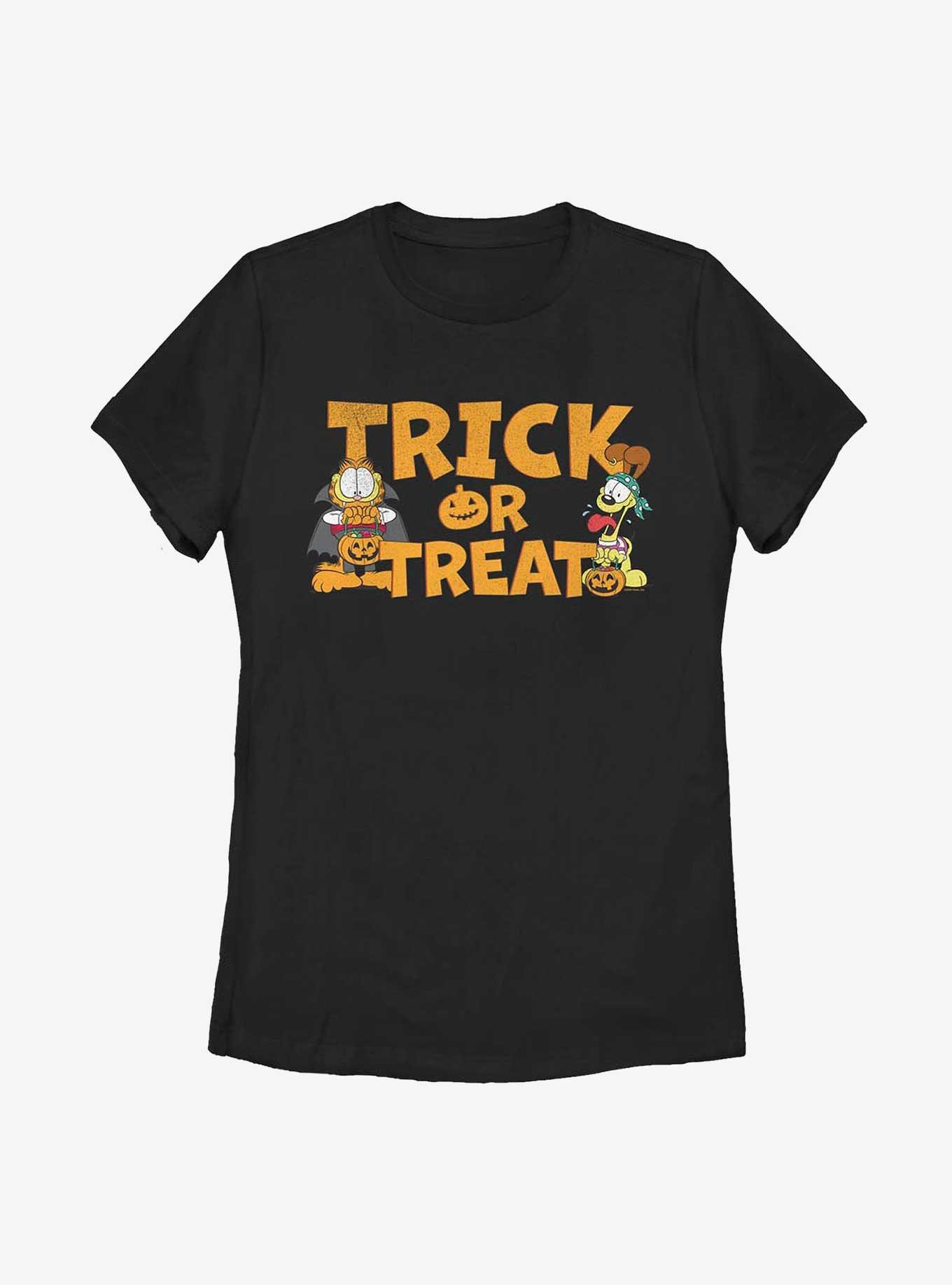 Garfield and Odie Halloween Trick or Treat Women's T-Shirt, BLACK, hi-res