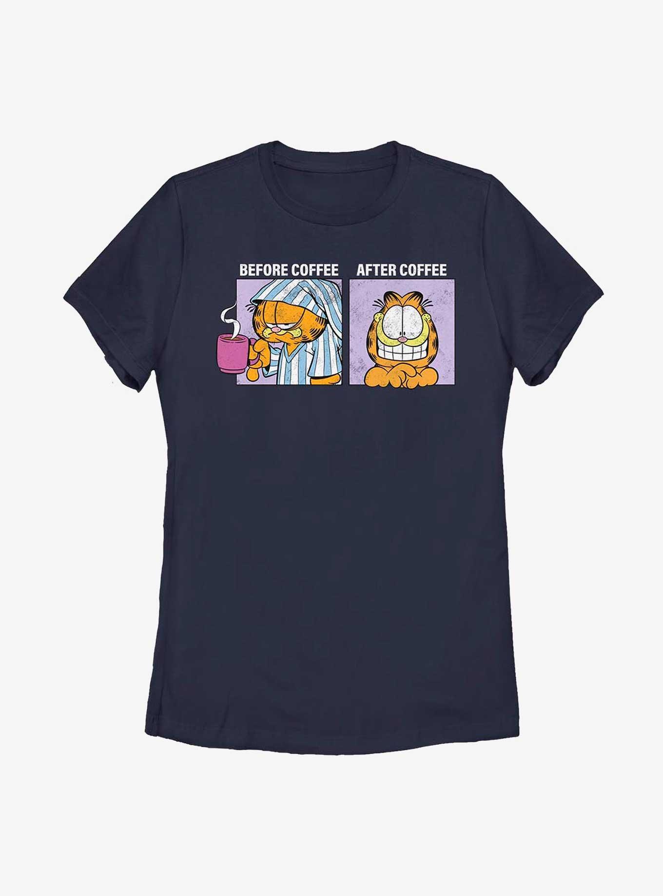 Garfield Before and After Coffee Women's T-Shirt, NAVY, hi-res