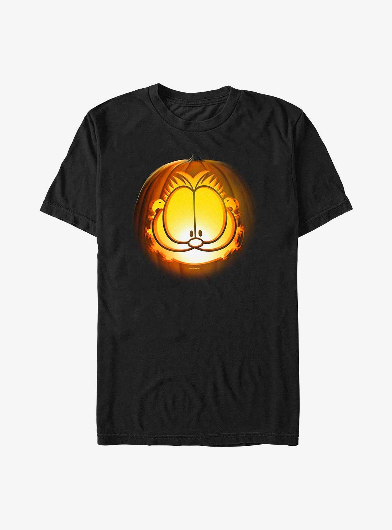 Garfield Pumpkin Carve Face T-Shirt, BLACK, hi-res