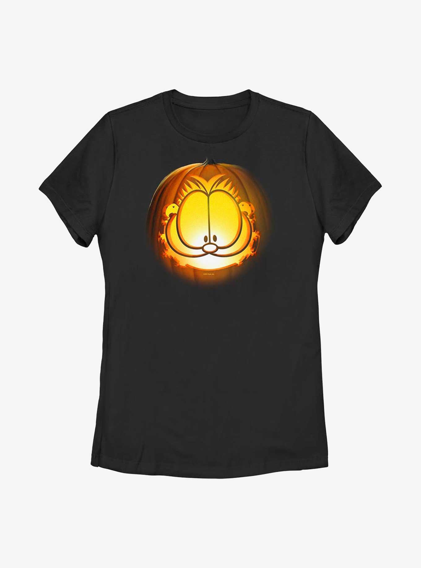 Garfield Pumpkin Carve Face Women's T-Shirt, BLACK, hi-res