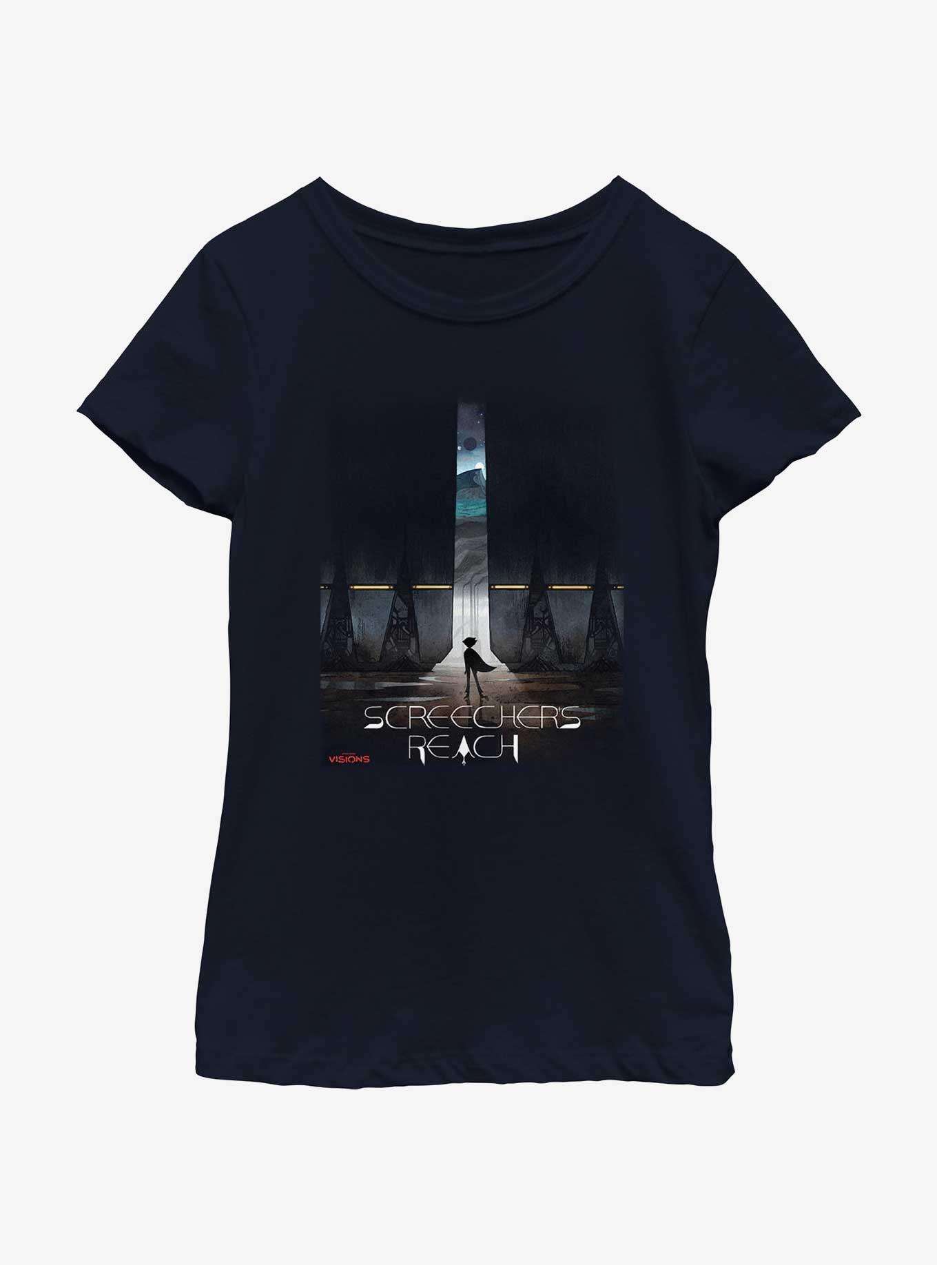 Star Wars: Visions Screecher's Reach Poster Youth Girls T-Shirt, NAVY, hi-res