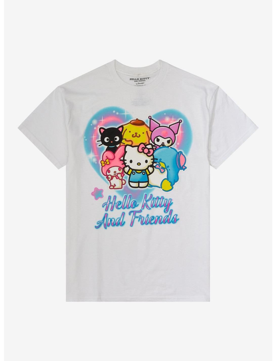 Hello Kitty And Friends Heart Airbush Boyfriend Fit Girls T-Shirt, MULTI, hi-res
