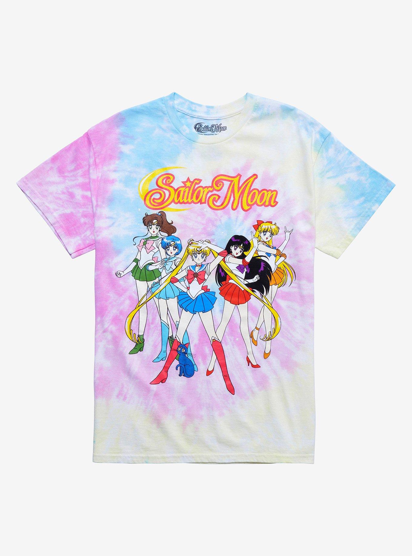 Sailor Moon Inner Scouts Glitter Tie-Dye Boyfriend Fit Girls T-Shirt