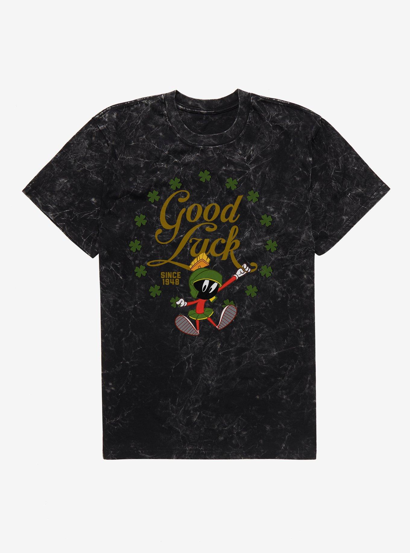 Looney Tunes Marvin Good Luck Mineral Wash T-Shirt, BLACK MINERAL WASH, hi-res
