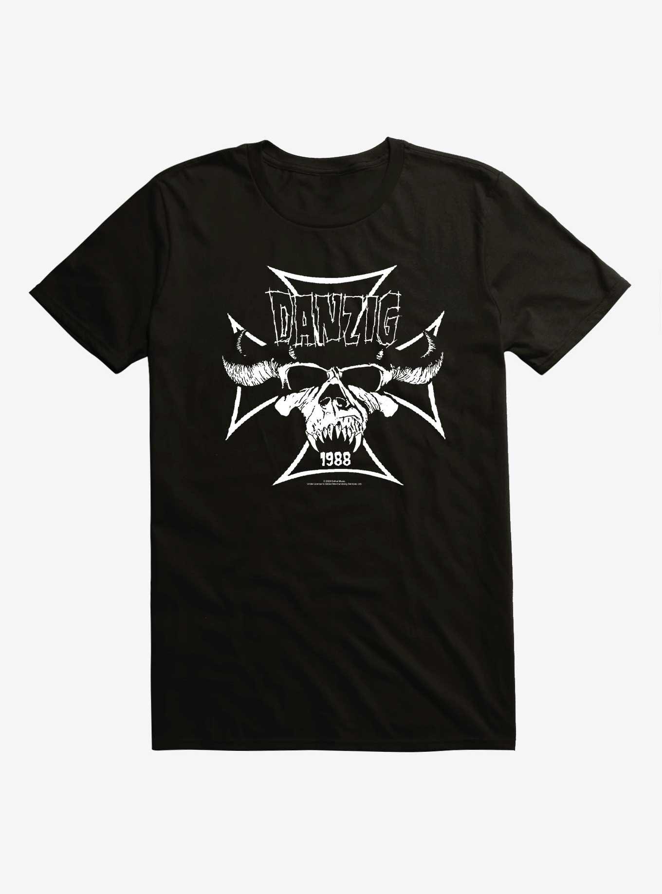 Danzig Cross Skull Logo Extra Soft T-Shirt, BLACK, hi-res