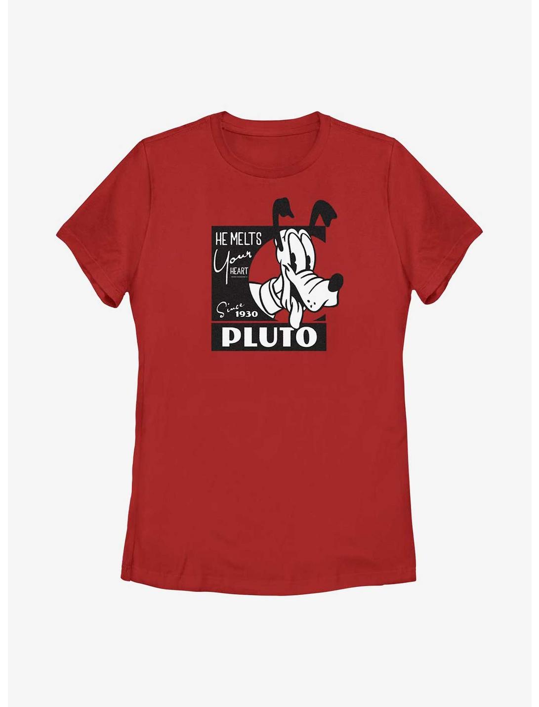 Disney100 Pluto Melts Your Heart Womens T-Shirt, RED, hi-res